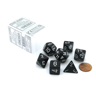 Chessex - Opaque Black/White - 7 Die Set