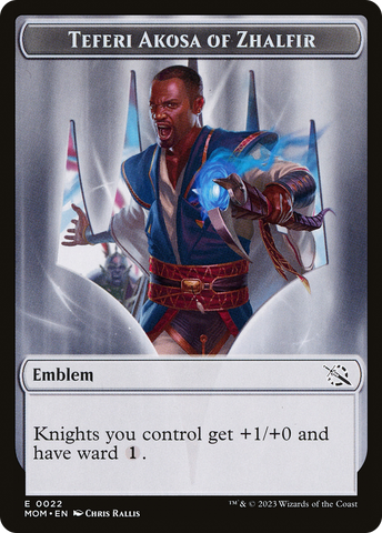 Treasure (20) // Teferi Akosa of Zhalfir Emblem Double-Sided Token [March of the Machine Tokens]
