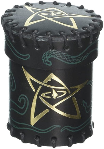 Call of Cthulhu - Dice Cup Black/Green with Gold Leather