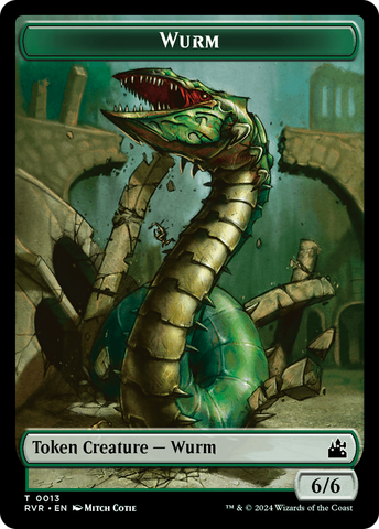 Elf Knight // Wurm Double-Sided Token [Ravnica Remastered Tokens]