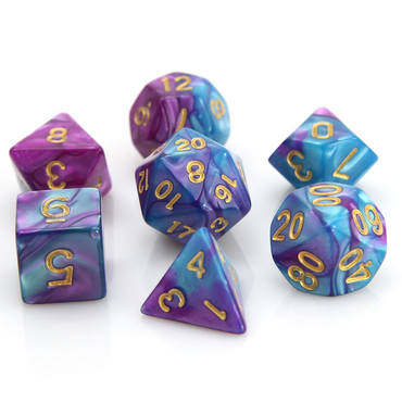 Die Hard - RPG Set - Purple/Turquoise Marble (7 Dice Set)