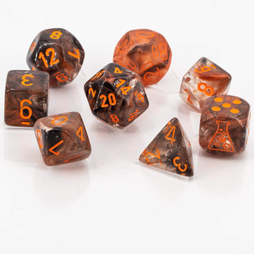Chessex - Lab Dice Nebula - Copper Matrix - 7 Die Set