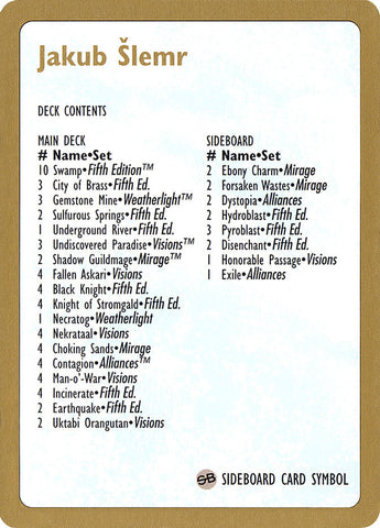 Jakub Šlemr Decklist [World Championship Decks 1997]