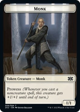 Wrenn and Six Emblem // Monk Double-sided Token [Double Masters 2022 Tokens]