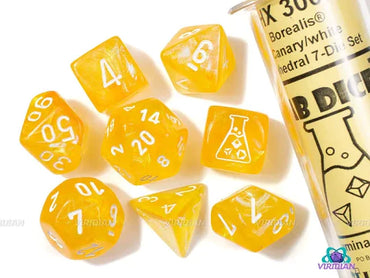 Chessex - Lab Dice - Canary/White - (Polyhedral 7 Dice Set)