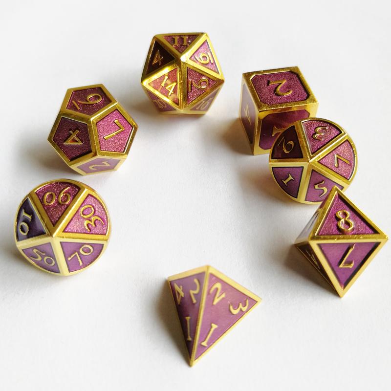 MDG - Metal Dice - Gold w/ Purple Enamel