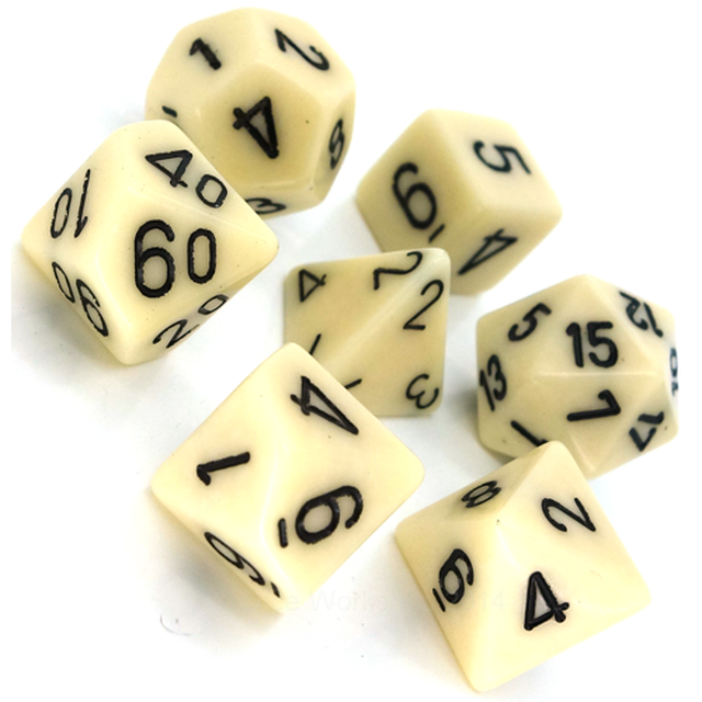 Chessex - Opaque Ivory/Black - 7 Die Set