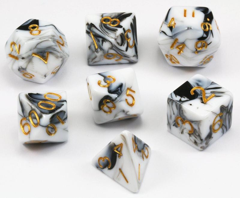 MDG - Acrylic Dice - marble w/ gold