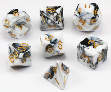 MDG - Acrylic Dice - marble w/ gold