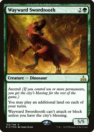 Wayward Swordtooth [Rivals of Ixalan Promos]