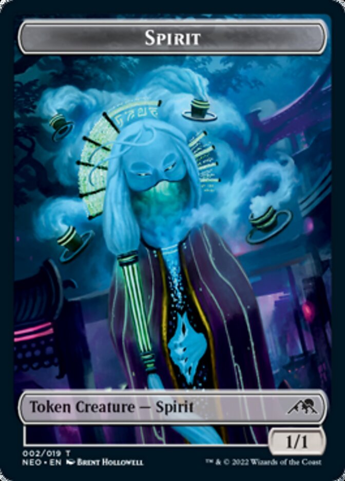 Spirit (002) // Construct (015) Double-sided Token [Kamigawa: Neon Dynasty Tokens]