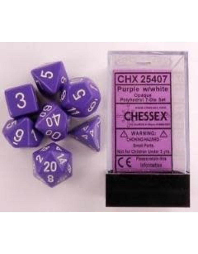 Chessex - Lab Dice 3 - Purple/White - 7 Die Set