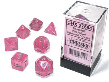 Chessex - Pink/Silver Luminary - 7 Die Set