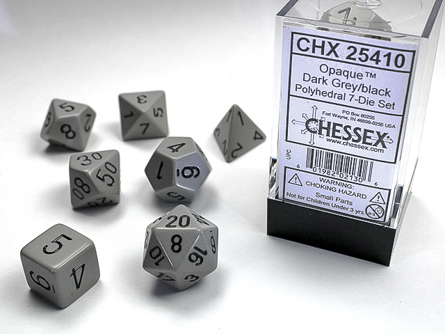 Chessex - Opaque Dark Grey/Black - 7 Die Set