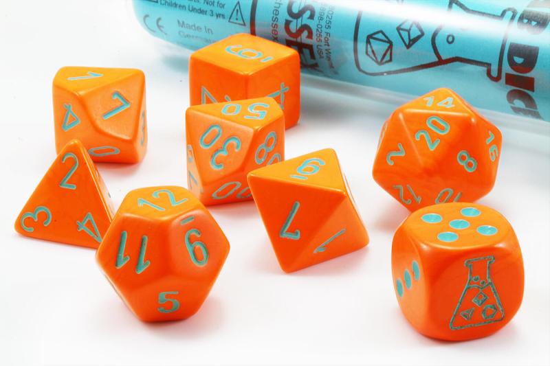 Chessex - Lab Dice Nebula - Orange & Turquoise - 7 Die Set