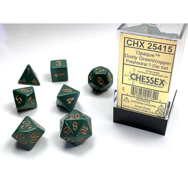 Chessex - Opaque Dark Green/Copper - 7 Die Set