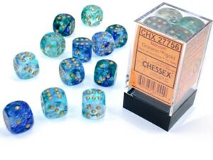 Chessex - Nebula - Oceanic/Gold 16mm d6 set (12)