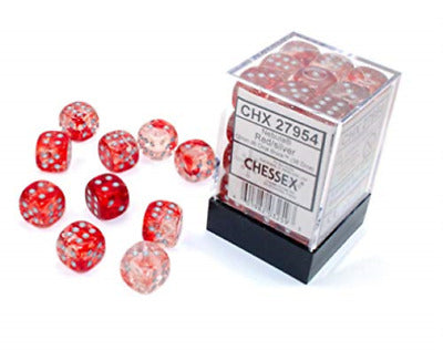 Chessex - Nebula - Red/Silver 12mm d6 set (36)