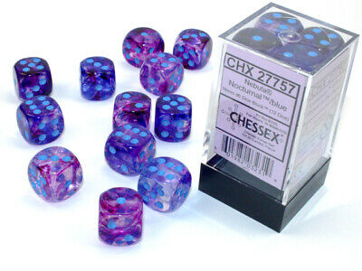 Chessex - Nebula - Nocturnal/Blue 16mm d6 Dice Set (12)